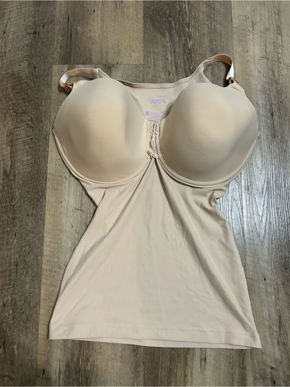 Shapeez Beige Nude Shaping Camisole with Built-In Bra Large E